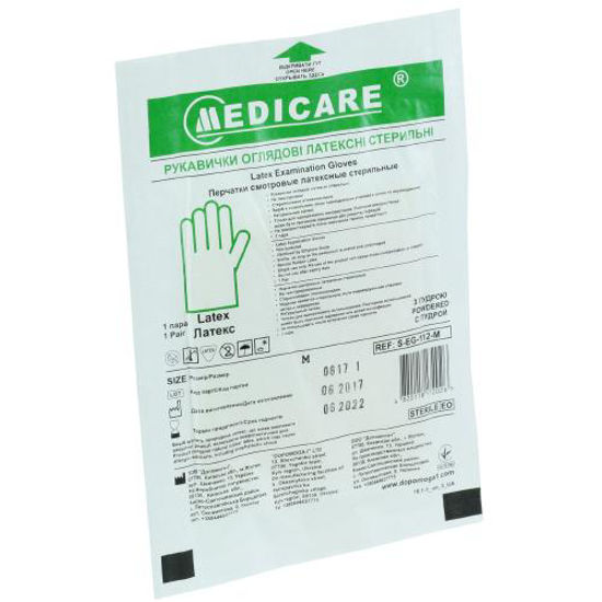 Перчатки смотровые стерильные Medicare (Медикеа) размер M